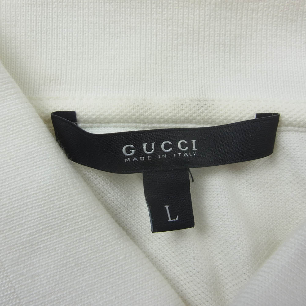 GUCCI グッチ 243869 X8680 ロゴ刺繍 コットン 半袖 ポロシャツ ホワイト系 L【中古】