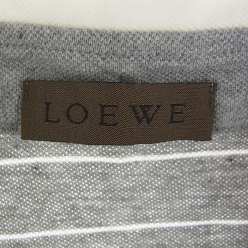 LOEWE ロエベ アナグラム　ロゴ刺繍　ボーダー 半袖 ポロシャツ グレー LOEWE ロエベ アナグラムロゴ刺? コットン ボーダー 半袖