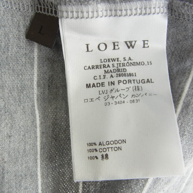 LOEWE ロエベ アナグラム　ロゴ刺繍　ボーダー 半袖 ポロシャツ グレー LOEWE ロエベ アナグラムロゴ刺? コットン ボーダー 半袖