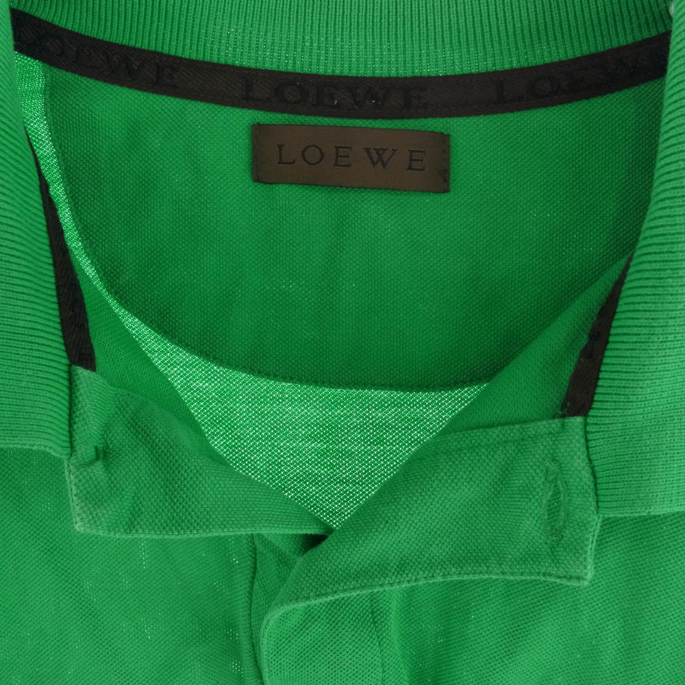 LOEWE ロエベ アナグラムロゴ刺? コットン 半袖 ポロシャツ グリーン グリーン系 L【中古】