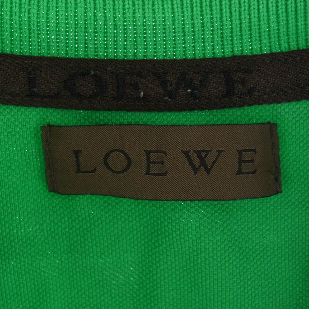 LOEWE ロエベ アナグラムロゴ刺? コットン 半袖 ポロシャツ グリーン グリーン系 L【中古】