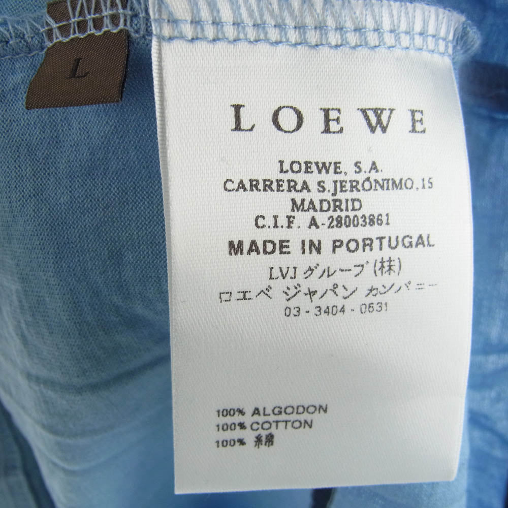 LOEWE ロエベ アナグラムロゴ刺? コットン ボーダー 半袖 ポロシャツ ブルー ブルー系 L【中古】