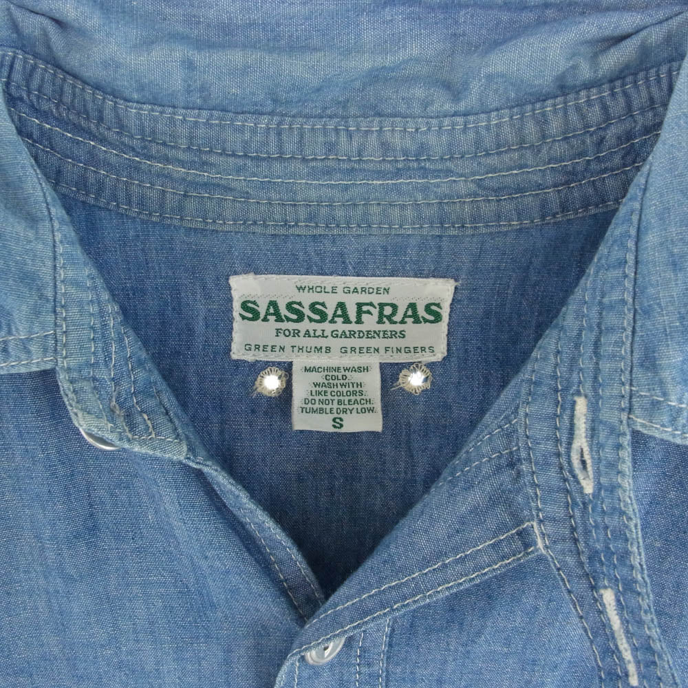 SASAFRAS ササフラス SF-9413 フォールリーフ 長袖 シャンブレーシャツ ブルー系 S【中古】