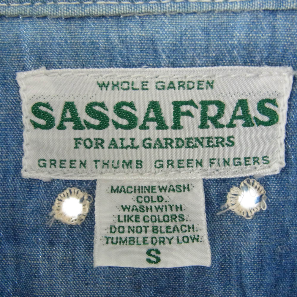 SASAFRAS ササフラス SF-9413 フォールリーフ 長袖 シャンブレーシャツ ブルー系 S【中古】