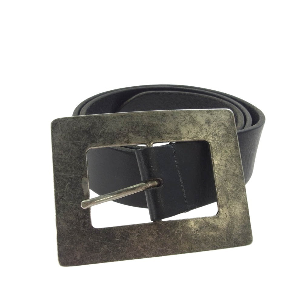 DOLCE&GABBANA ドルチェアンドガッバーナ ビッグ スクエア レザー ベルト ブラック系【中古】