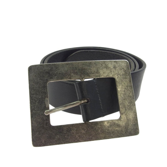 DOLCE&GABBANA ドルチェアンドガッバーナ ビッグ スクエア レザー ベルト ブラック系【中古】