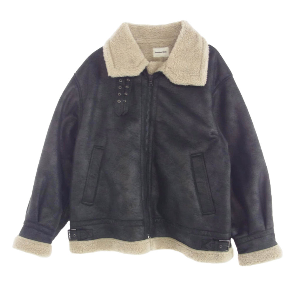 モンキータイム 8325-104-1626 フェイク ムートン ボア フライト B-3 ジャケット ブラック系 L【中古】