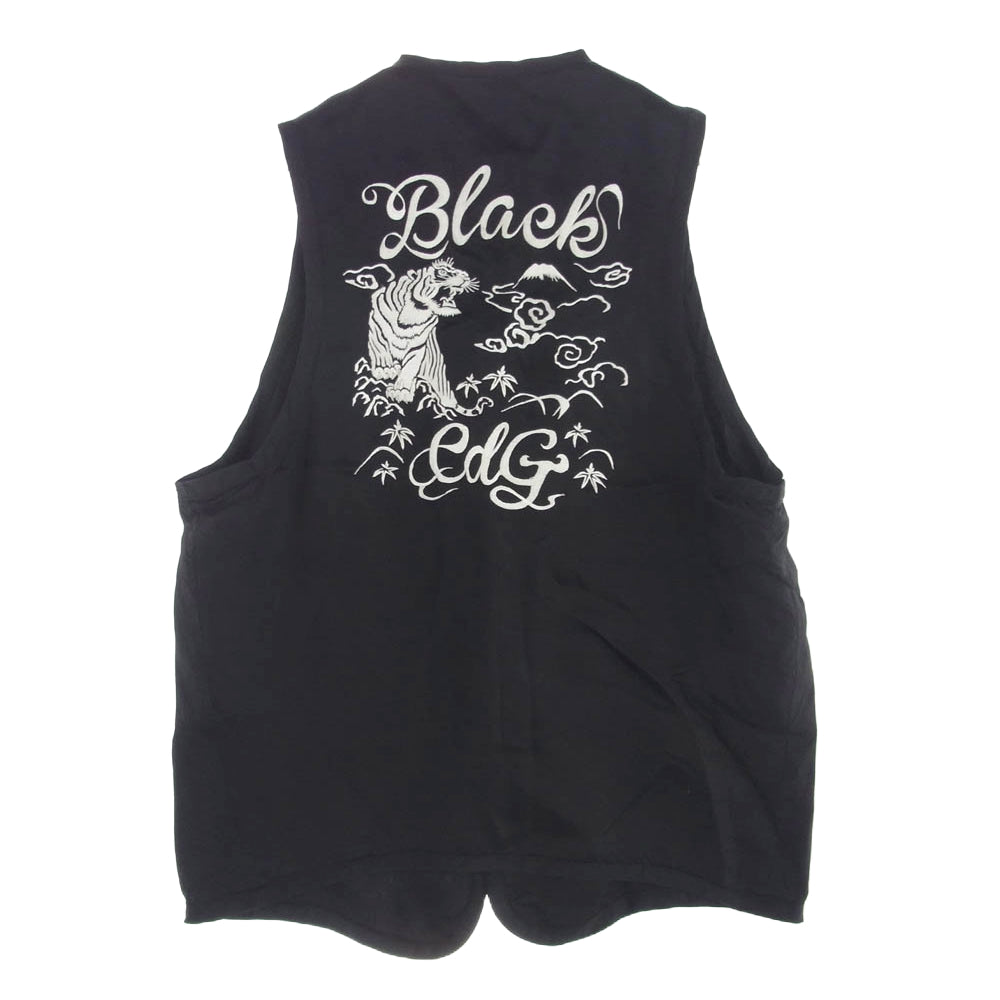 BLACK COMME des GARCONS ブラックコムデギャルソン 1G-V002 AD2020 レーヨン バック刺繍 ベスト ブラック系 L【中古】