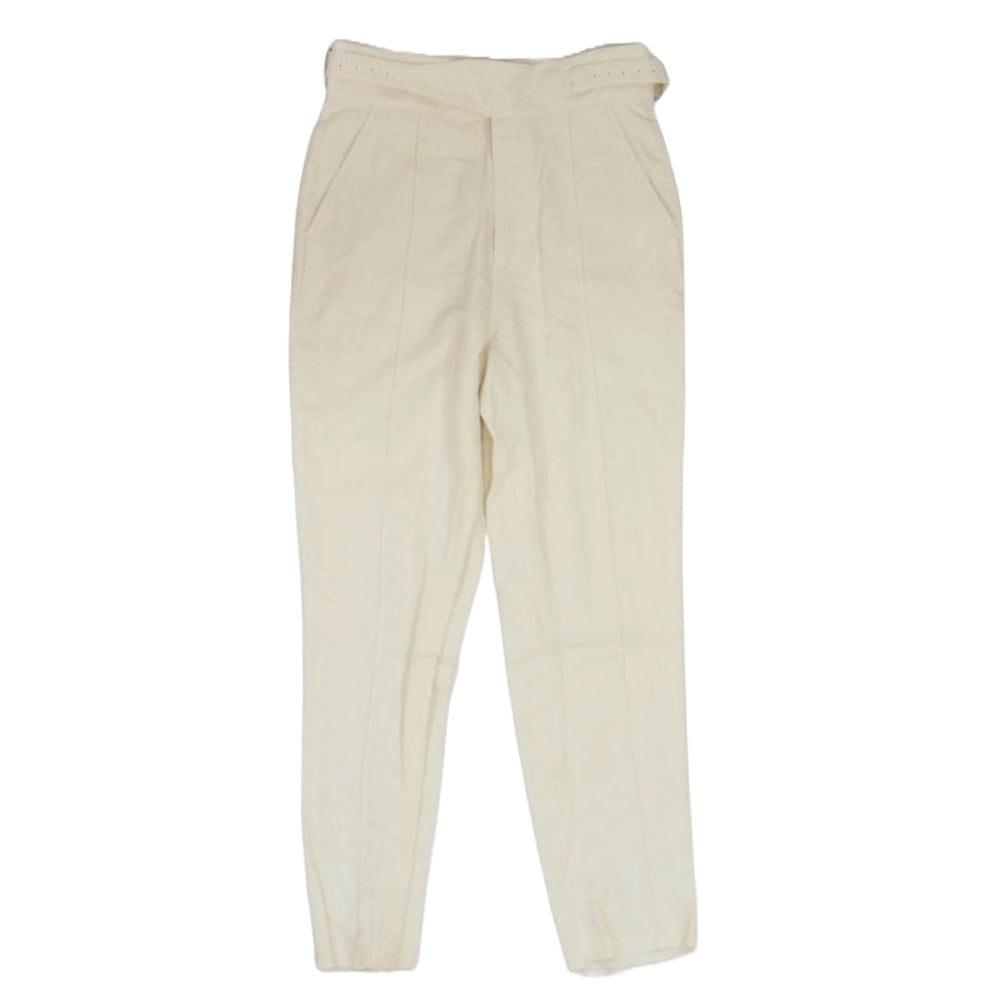 ジョンリンクス JL106-PT159 リネン 裏地シルク グルカ ベルテッド パンツ オフホワイト系 M【中古】