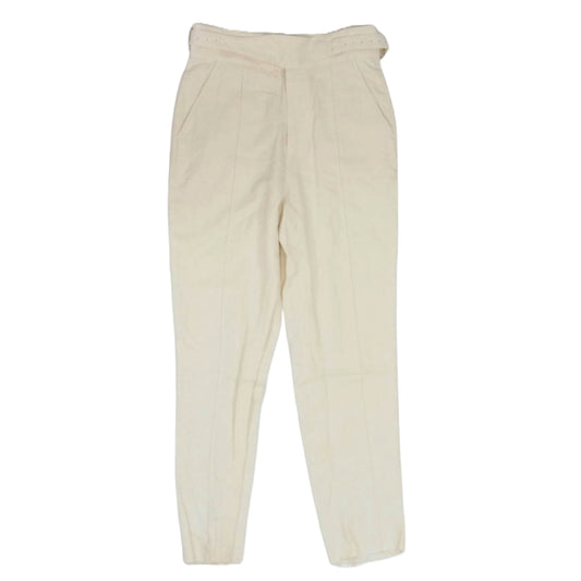 ジョンリンクス JL106-PT159 リネン 裏地シルク グルカ ベルテッド パンツ オフホワイト系 M【中古】