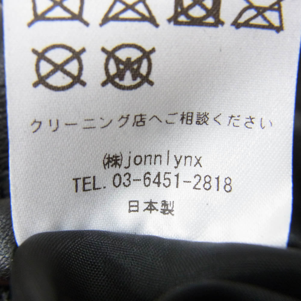 ジョンリンクス JL109-PT454 シープレザー 羊革 1タック ストレート パンツ ブラック系 M【中古】