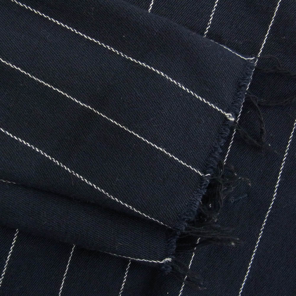 ジョンリンクス JL106-JK197 STRIPE JACKET ウール カシミヤ混 ノーカラー ストライプ ジャケット スラックスパンツ セットアップ ネイビー系 M【中古】
