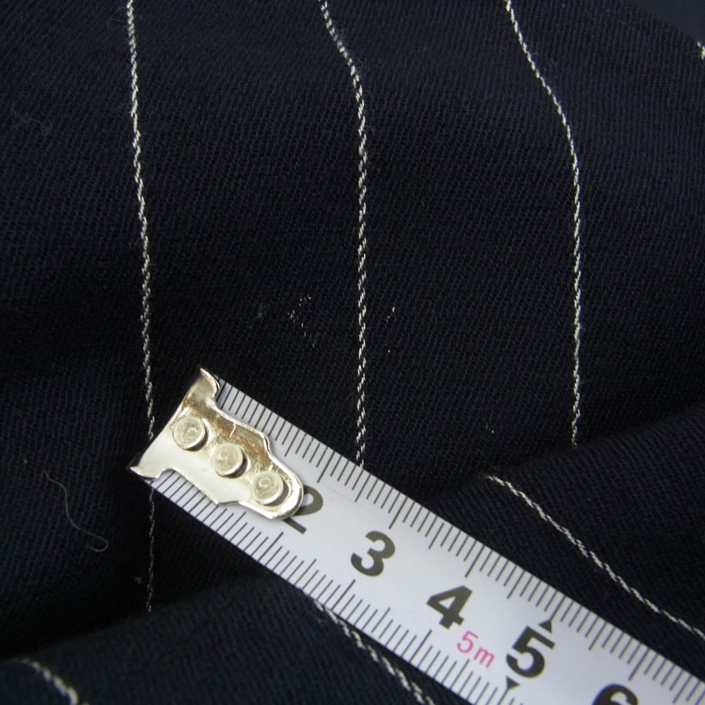 ジョンリンクス JL106-JK197 STRIPE JACKET ウール カシミヤ混 ノーカラー ストライプ ジャケット スラックスパンツ セットアップ ネイビー系 M【中古】