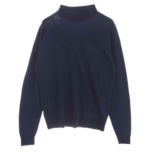 JOHN SMEDLEY ジョンスメドレー 英国製 モックネック ウール セーター ニット ネイビー系 M【中古】