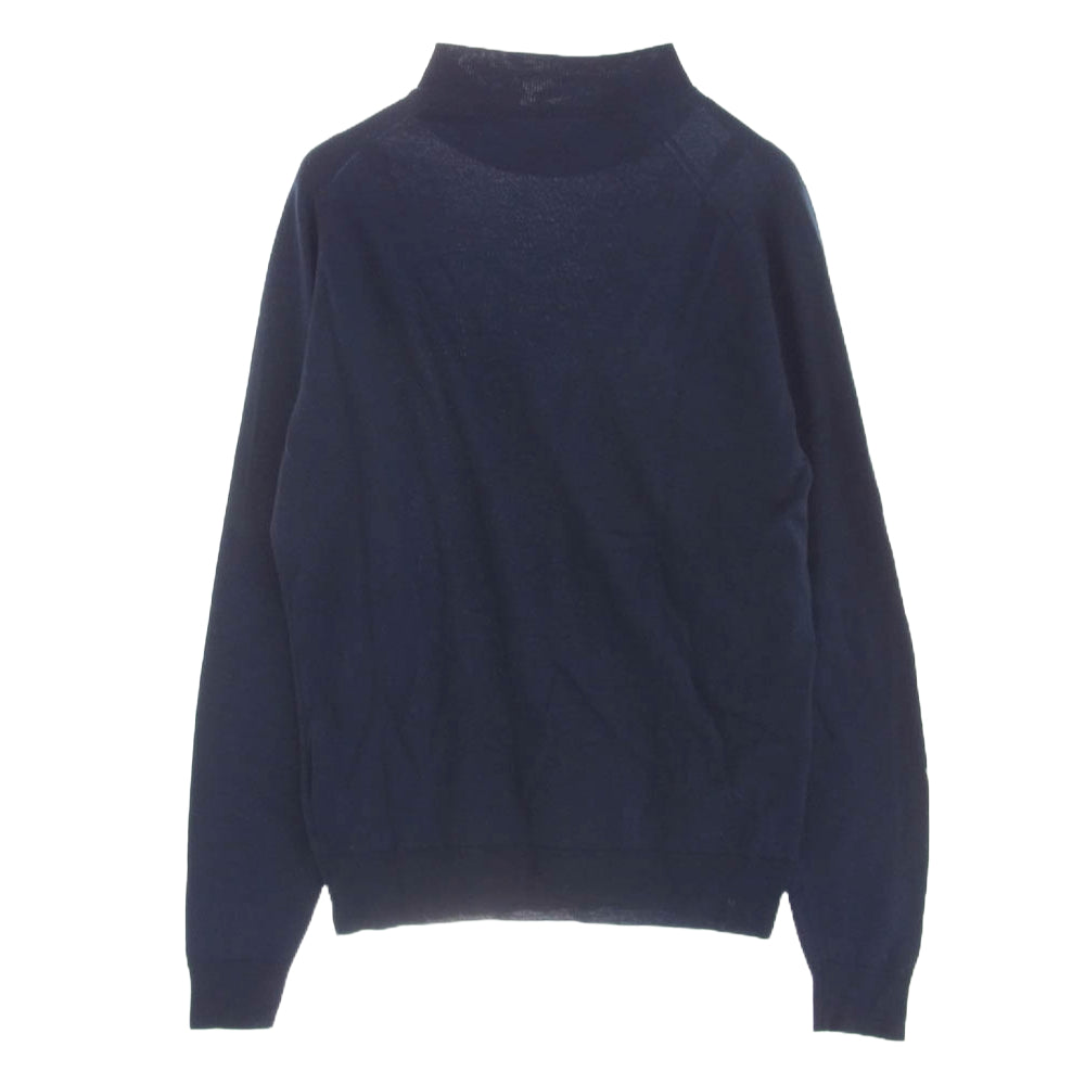 JOHN SMEDLEY ジョンスメドレー 英国製 モックネック ウール セーター ニット ネイビー系 M【中古】