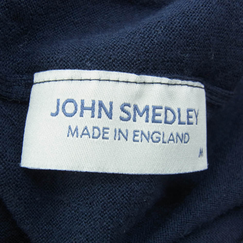 JOHN SMEDLEY ジョンスメドレー 英国製 モックネック ウール セーター ニット ネイビー系 M【中古】