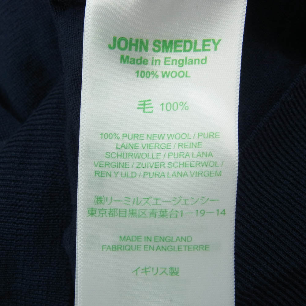 JOHN SMEDLEY ジョンスメドレー 英国製 モックネック ウール セーター ニット ネイビー系 M【中古】