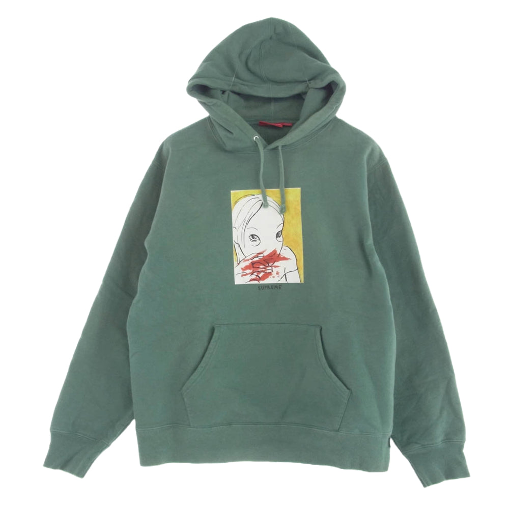 Supreme シュプリーム 19AW Nose Bleed Hooded Sweatshirt フロント プリント フーデッド スウェット シャツ パーカー ライトグリーン系 L【中古】