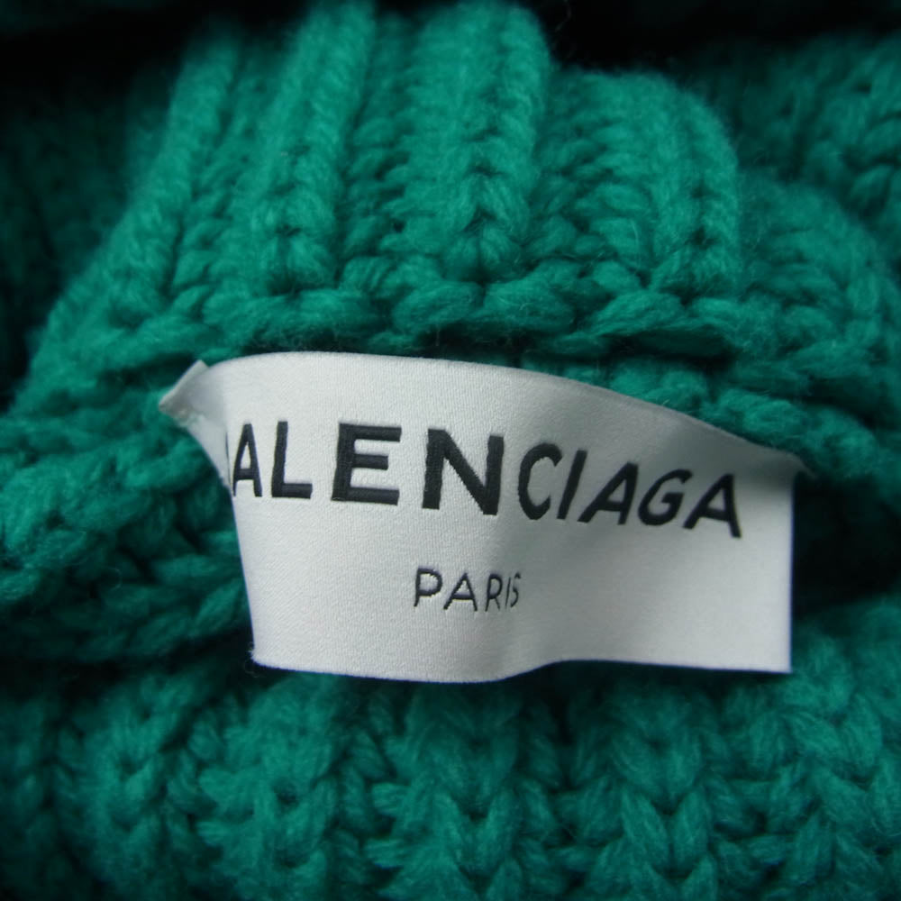 BALENCIAGA バレンシアガ 17AW 491963 T1424 オーバーサイズ タートルネック ケーブル ニットセーター グリーン系 36【中古】