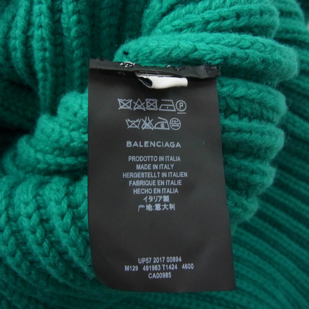 BALENCIAGA バレンシアガ 17AW 491963 T1424 オーバーサイズ タートルネック ケーブル ニットセーター グリーン系 36【中古】