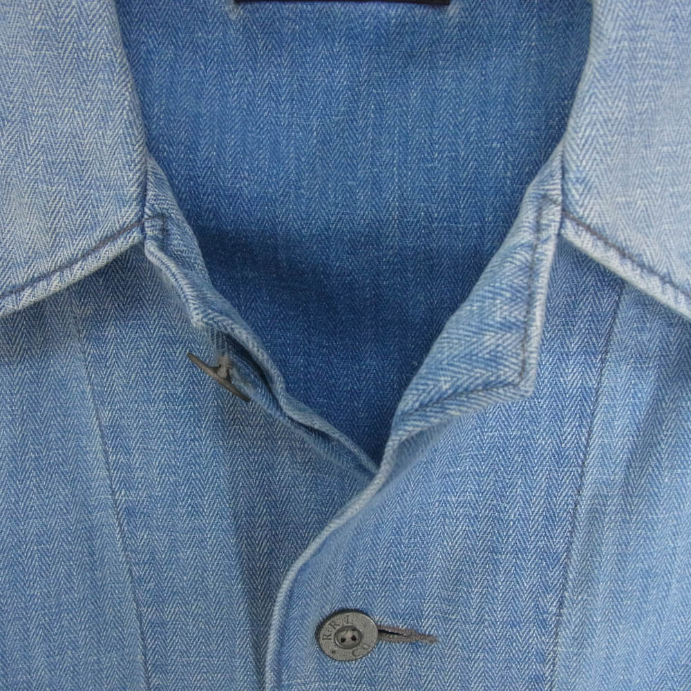 RRL ダブルアールエル ヘリンボーン デニム シャンブレー シャツ ジャケット インディゴブルー系 M【中古】