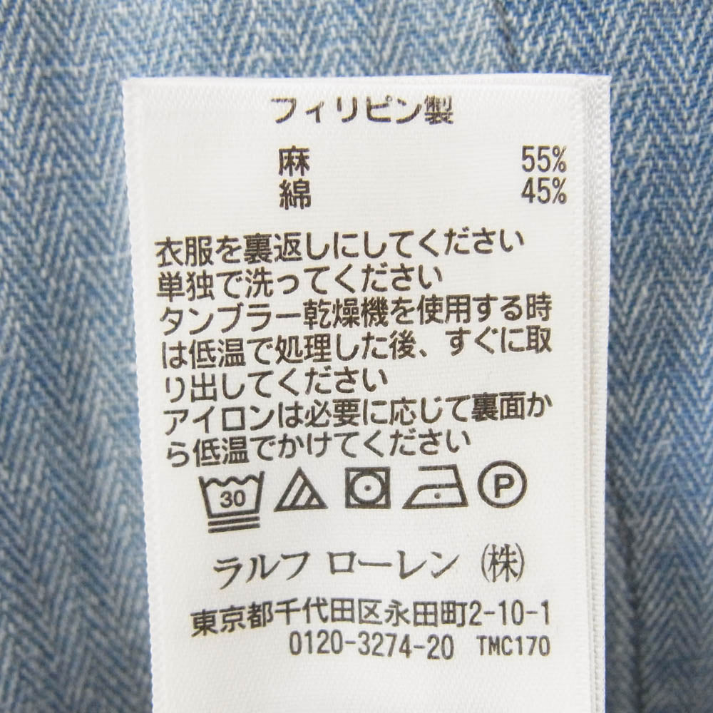 RRL ダブルアールエル ヘリンボーン デニム シャンブレー シャツ ジャケット インディゴブルー系 M【中古】