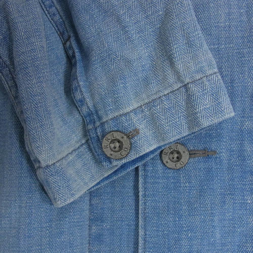 RRL ダブルアールエル ヘリンボーン デニム シャンブレー シャツ ジャケット インディゴブルー系 M【中古】