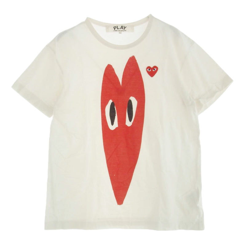 COMME des GARCONS コムデギャルソン AD2016 AZ-T224 PLAY プレイ Long Heart Printing Short Sleeve プリント Tシャツ ホワイト系 XL【中古】