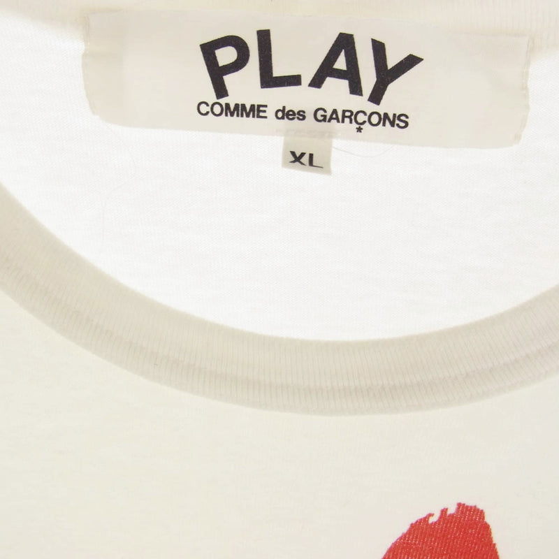 COMME des GARCONS コムデギャルソン AD2016 AZ-T224 PLAY プレイ Long Heart Printing Short Sleeve プリント Tシャツ ホワイト系 XL【中古】