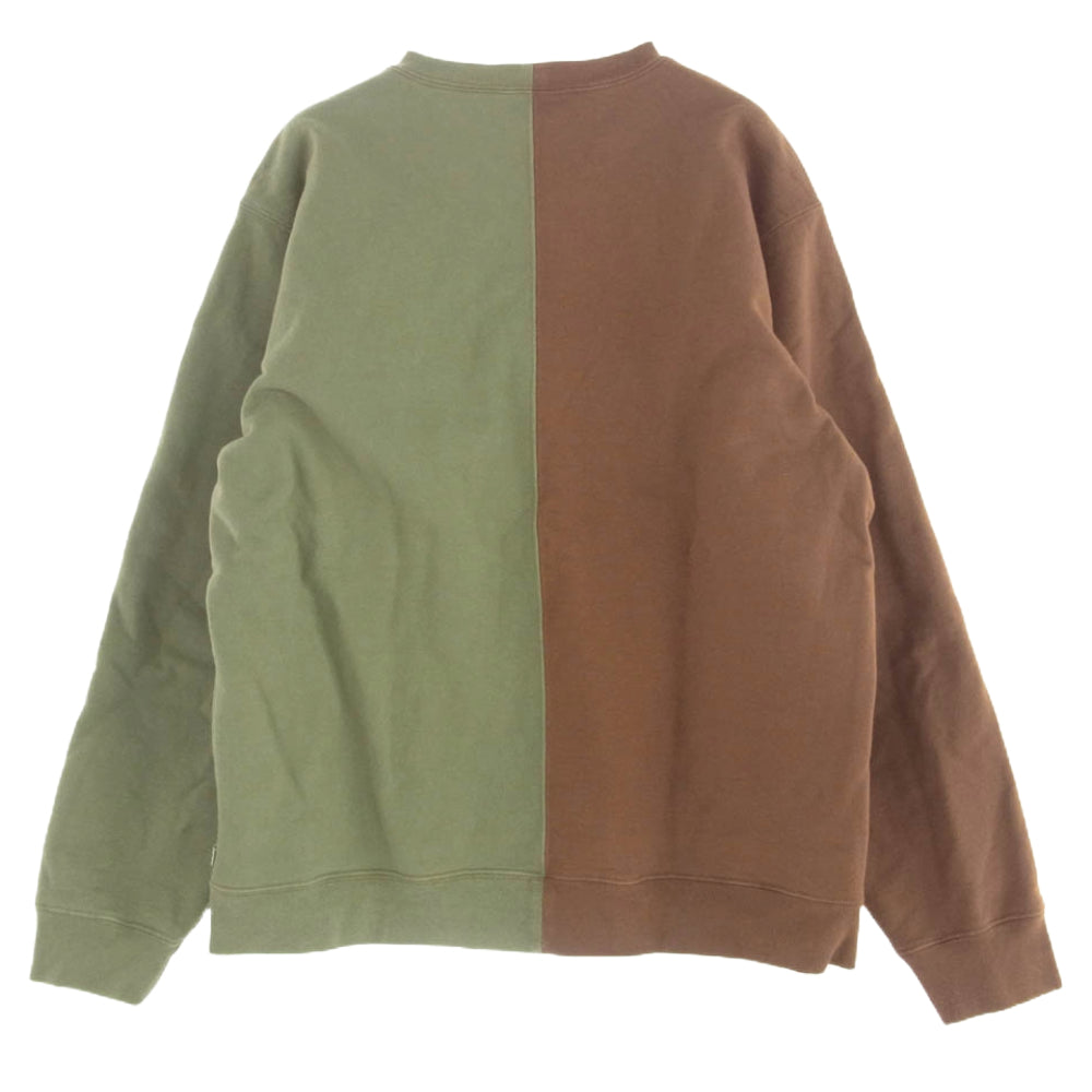 Supreme シュプリーム 18AW Split Crewneck Sweatshirt Brown スプリット クルーネック スウェット ブラウン Lサイズ ブラウン系 グリーン系 L【中古】