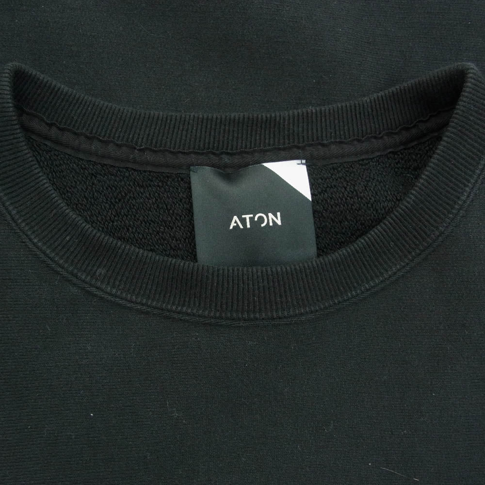 ATON エイトン KKAGBM0101 GARMENT DYE URAKE OVERSIZED SWEAT ガーメントダイ 裏毛 オーバーサイズ スウェット トレーナー ブラック系 04【中古】
