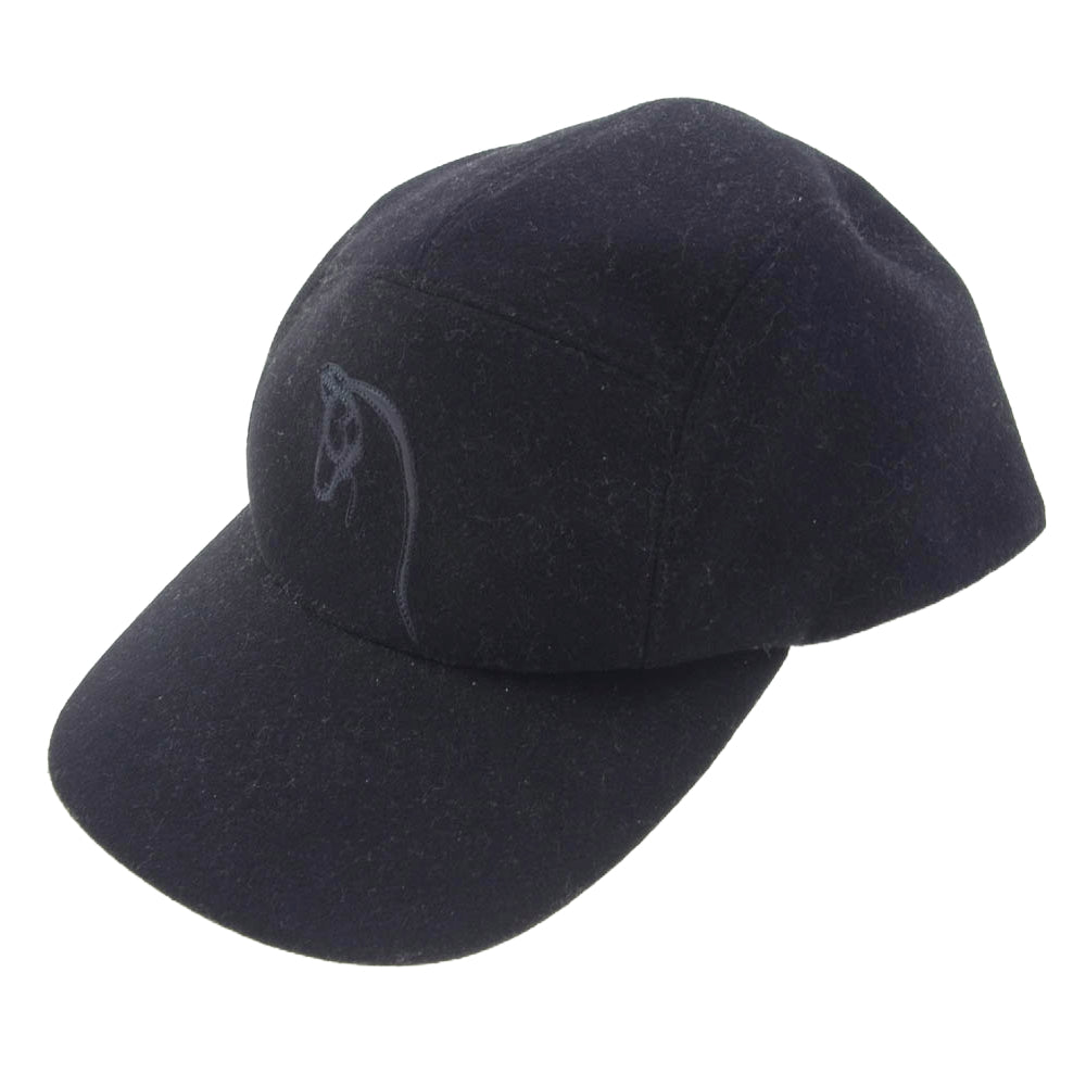 HERMES エルメス ネバダ シルヴェル ホースレザー パッチ キャップ ブラック系 60【中古】