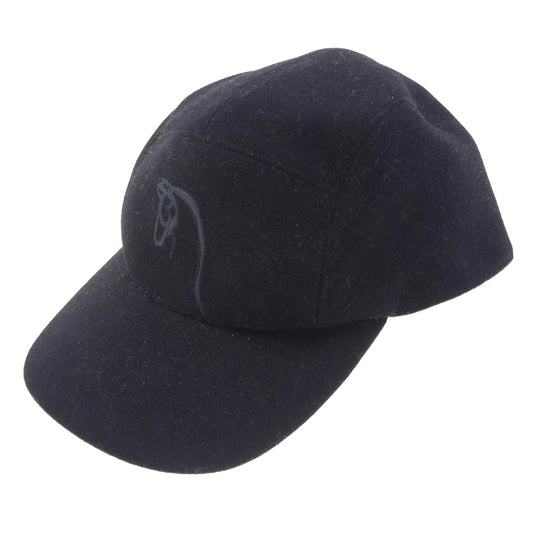 HERMES エルメス ネバダ シルヴェル ホースレザー パッチ キャップ ブラック系 60【中古】