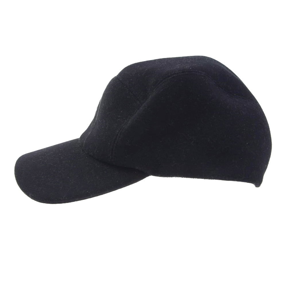 HERMES エルメス ネバダ シルヴェル ホースレザー パッチ キャップ ブラック系 60【中古】