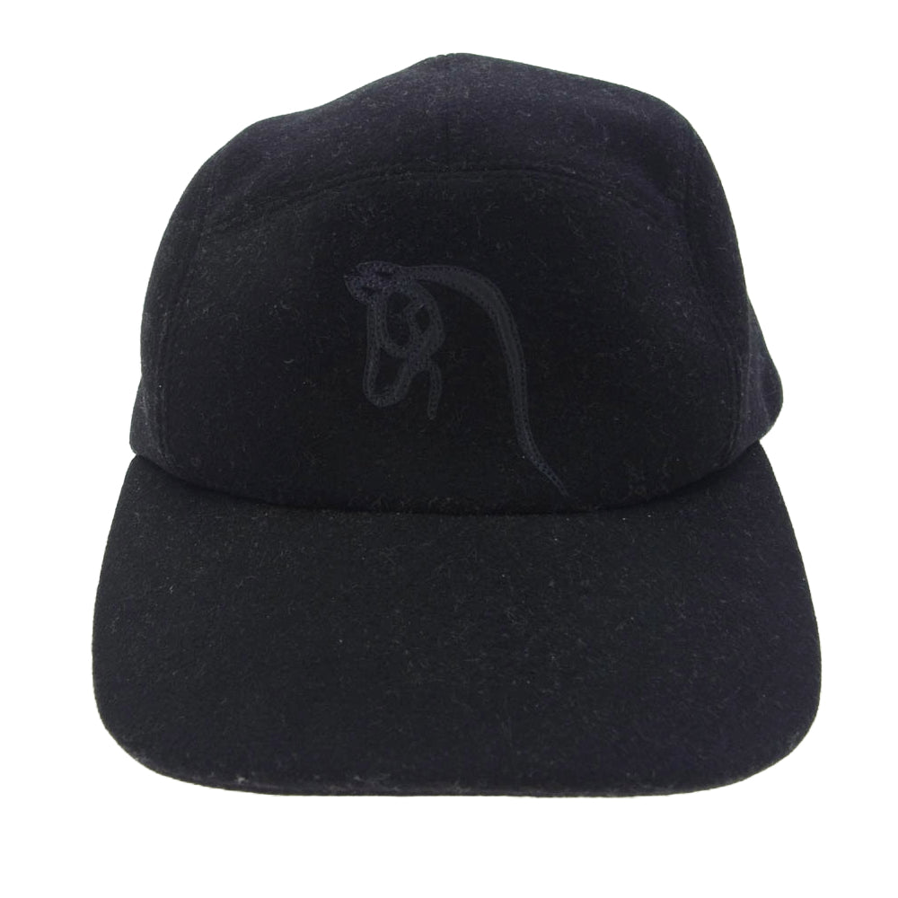 HERMES エルメス ネバダ シルヴェル ホースレザー パッチ キャップ ブラック系 60【中古】