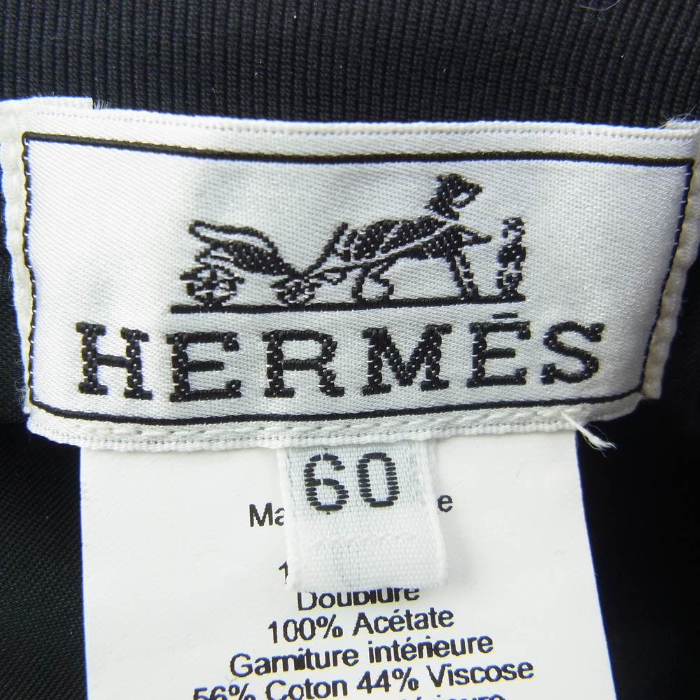 HERMES エルメス ネバダ シルヴェル ホースレザー パッチ キャップ ブラック系 60【中古】
