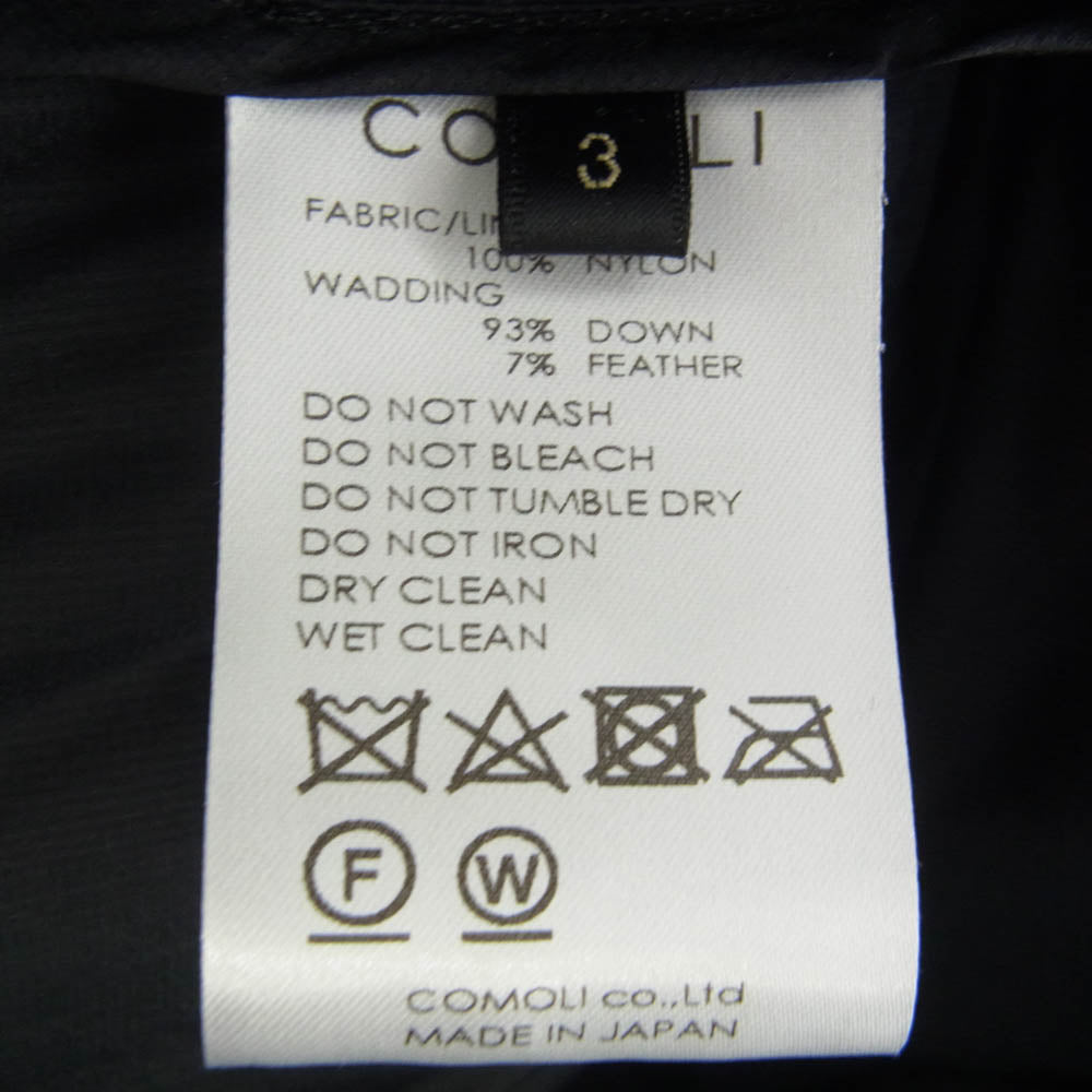 COMOLI コモリ 22AW W03-04007 ダウンベスト ブラック系 3【美品】【中古】