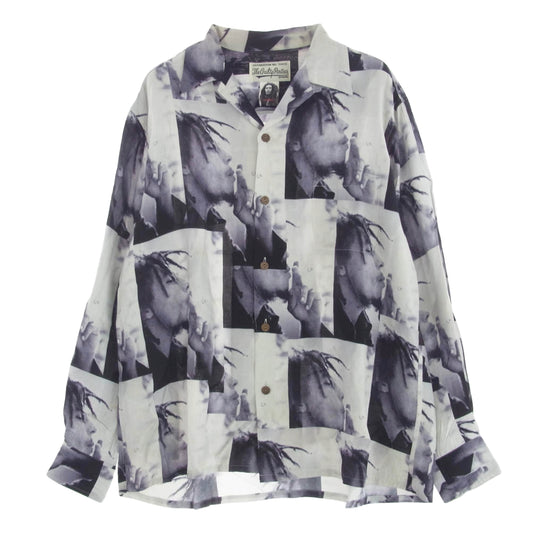 WACKO MARIA ワコマリア BOB MARLEY HAWAIIAN SHIRT L/S ボブマーリー ロングスリーブ ハワイアン 長袖 シャツ ホワイト マルチカラー系 M【中古】