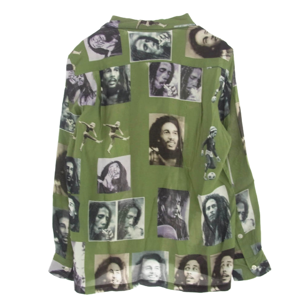 WACKO MARIA ワコマリア BOB MARLEY HAWAIIAN SHIRT L/S ボブマーリー ロングスリーブ ハワイアン 長袖 シャツ グリーン マルチカラー系 M【中古】