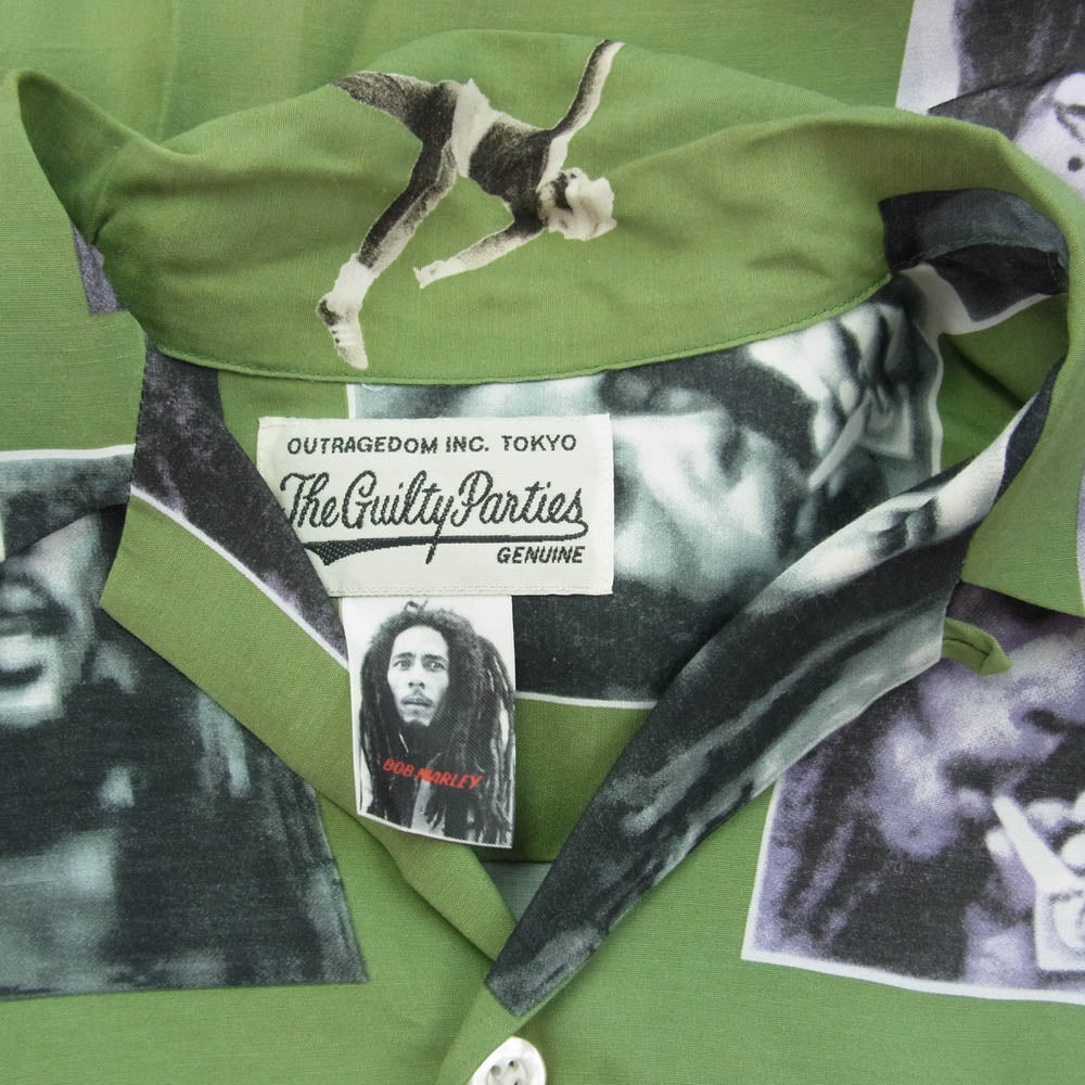 WACKO MARIA ワコマリア BOB MARLEY HAWAIIAN SHIRT L/S ボブマーリー ロングスリーブ ハワイアン 長袖 シャツ グリーン マルチカラー系 M【中古】