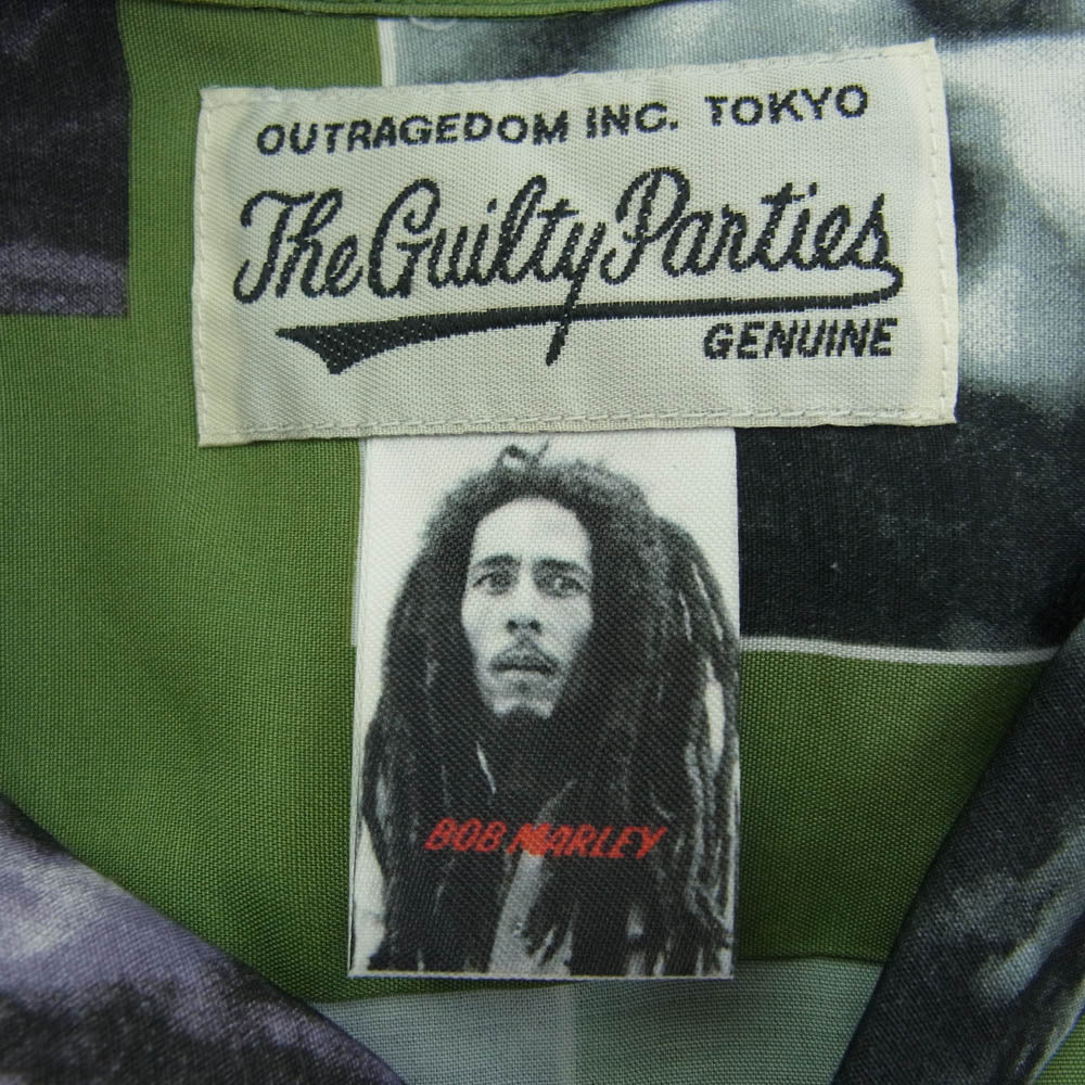WACKO MARIA ワコマリア BOB MARLEY HAWAIIAN SHIRT L/S ボブマーリー ロングスリーブ ハワイアン 長袖 シャツ グリーン マルチカラー系 M【中古】