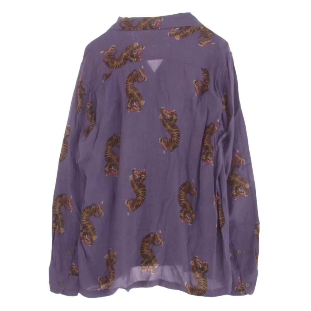 WACKO MARIA ワコマリア 20SS HAWAIIAN SHIRT L/S ロングスリーブ ハワイアン 長袖 シャツ タイガー パープル系 L【中古】