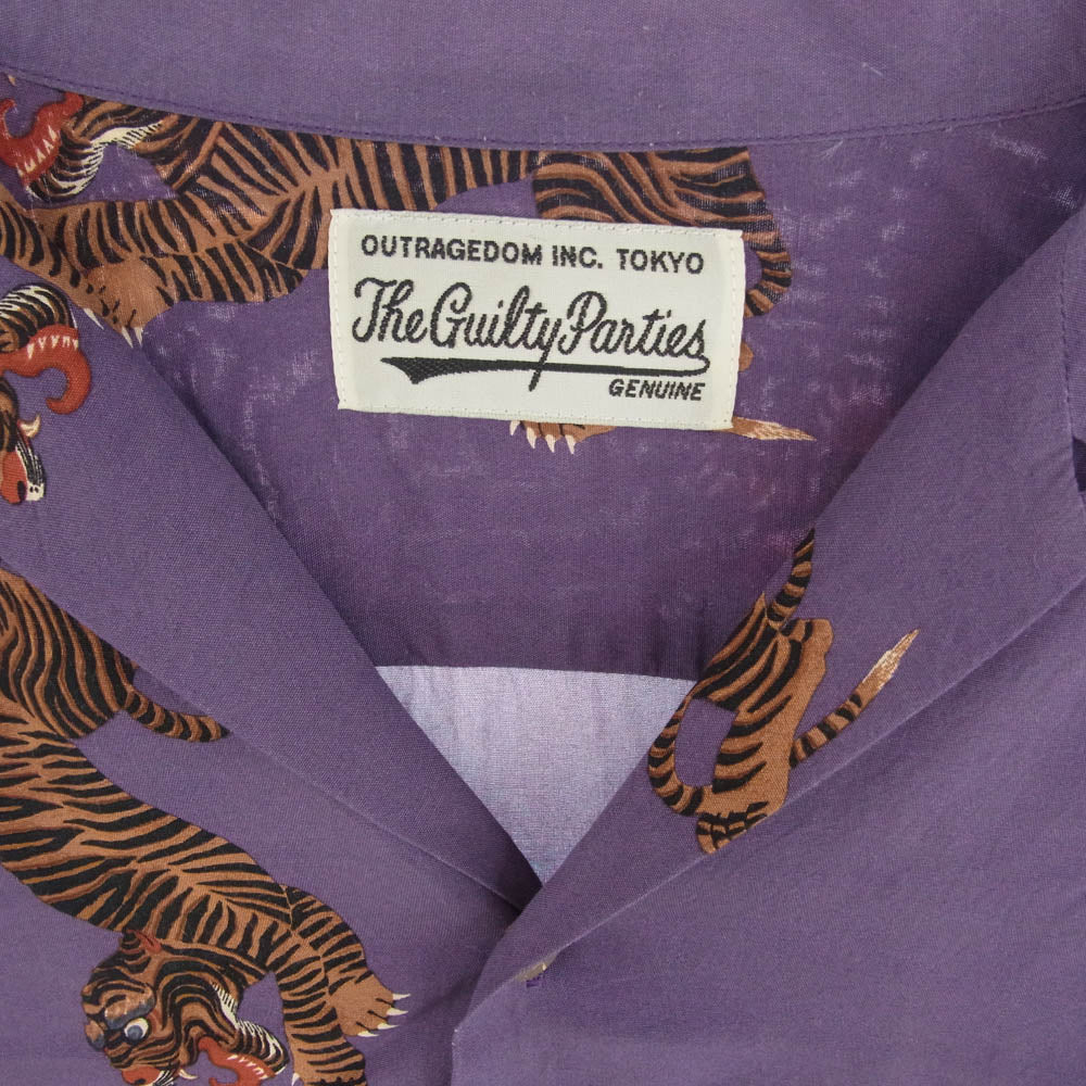 WACKO MARIA ワコマリア 20SS HAWAIIAN SHIRT L/S ロングスリーブ ハワイアン 長袖 シャツ タイガー パープル系 L【中古】