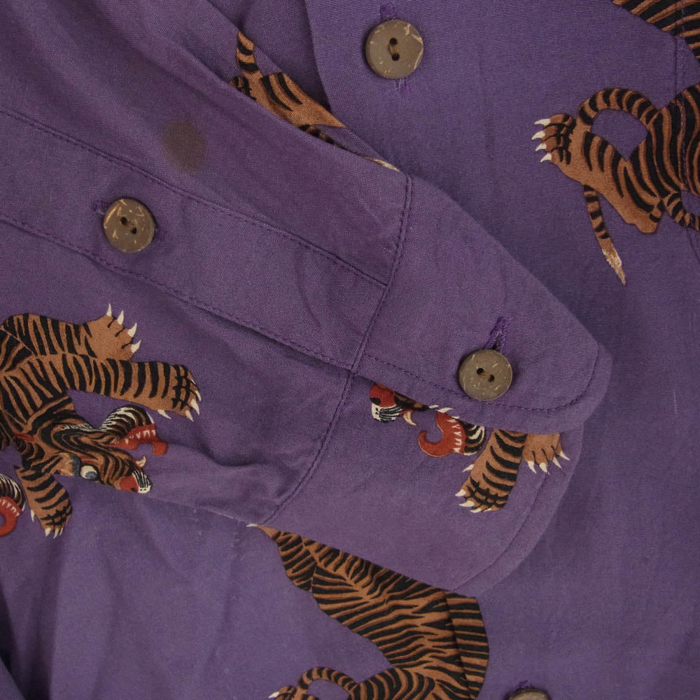 WACKO MARIA ワコマリア 20SS HAWAIIAN SHIRT L/S ロングスリーブ ハワイアン 長袖 シャツ タイガー パープル系 L【中古】