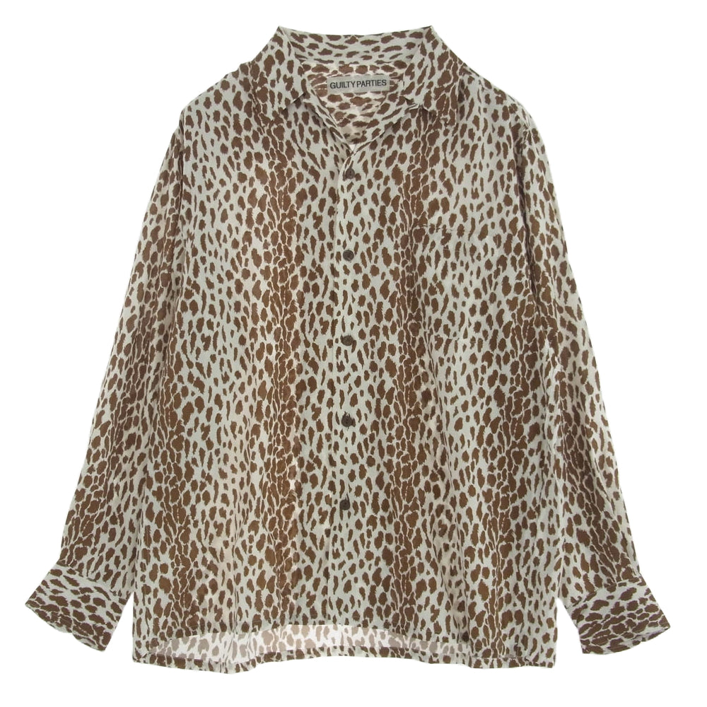 WACKO MARIA ワコマリア 24SS HAWAIIAN SHIRT L/S BROWN ロングスリーブ ハワイアン 長袖 シャツ レオパード ブラウン系 ホワイト系 M【中古】