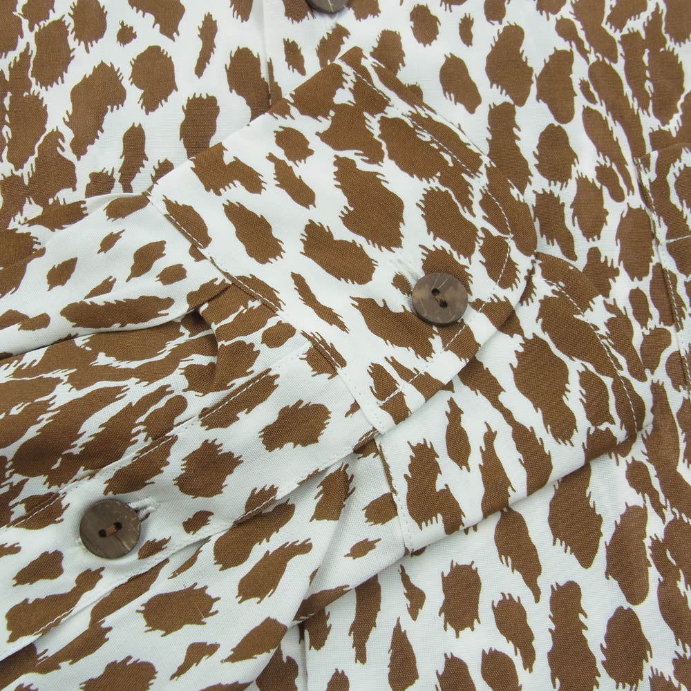 WACKO MARIA ワコマリア 24SS HAWAIIAN SHIRT L/S BROWN ロングスリーブ ハワイアン 長袖 シャツ レオパード ブラウン系 ホワイト系 M【中古】