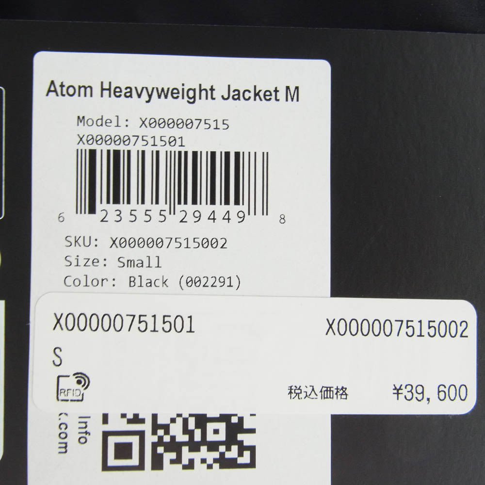 ARC'TERYX アークテリクス X000007515 ATOM HEAVY WEIGHT JACKET アトム ヘビーウェイト 中綿 ジャケット ブラック系 S【美品】【中古】