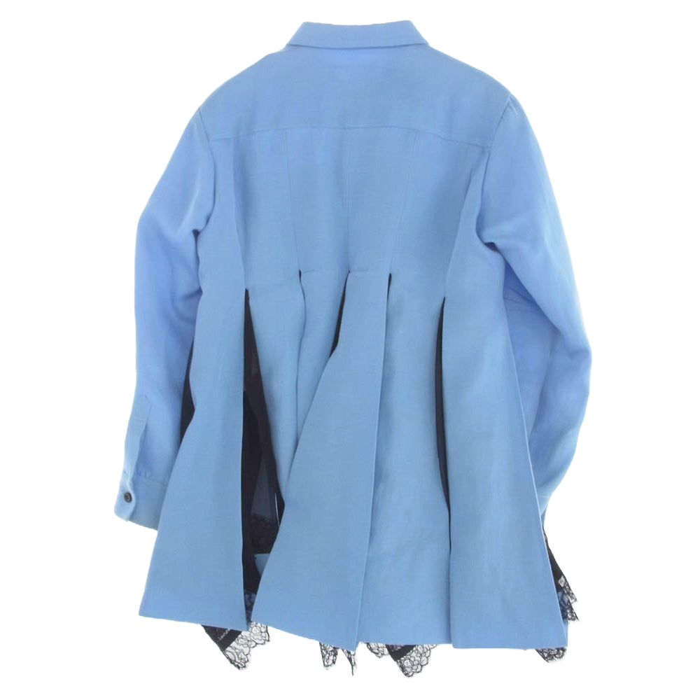 Sacai サカイ 24-07492 Double Faced Silk Cotton Shirt Dres ダブルフェイス シルク コットン シャツ ドレス ジャケット ライトブルー系 ブラック系 2【中古】
