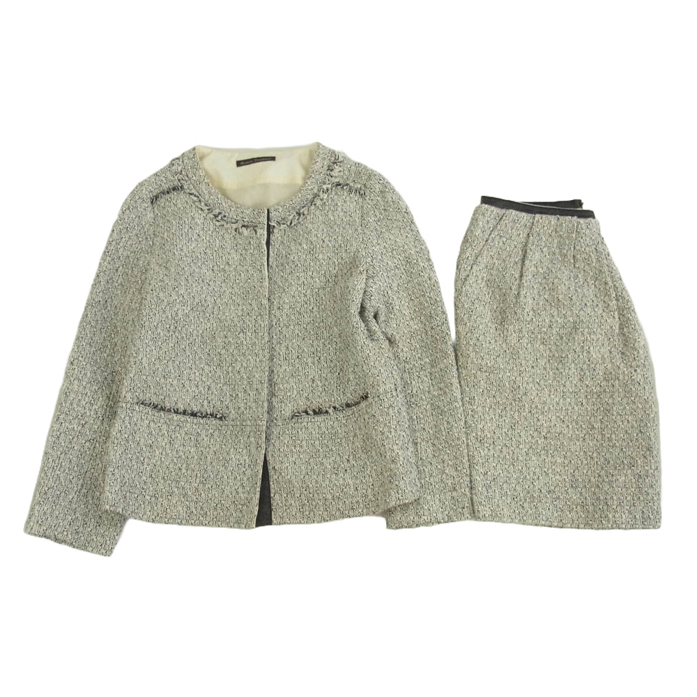 DRESSTERIOR ドレステリア M-77W-31 ツイード ノーカラー ジャケット ミニスカート セットアップ 36【中古】