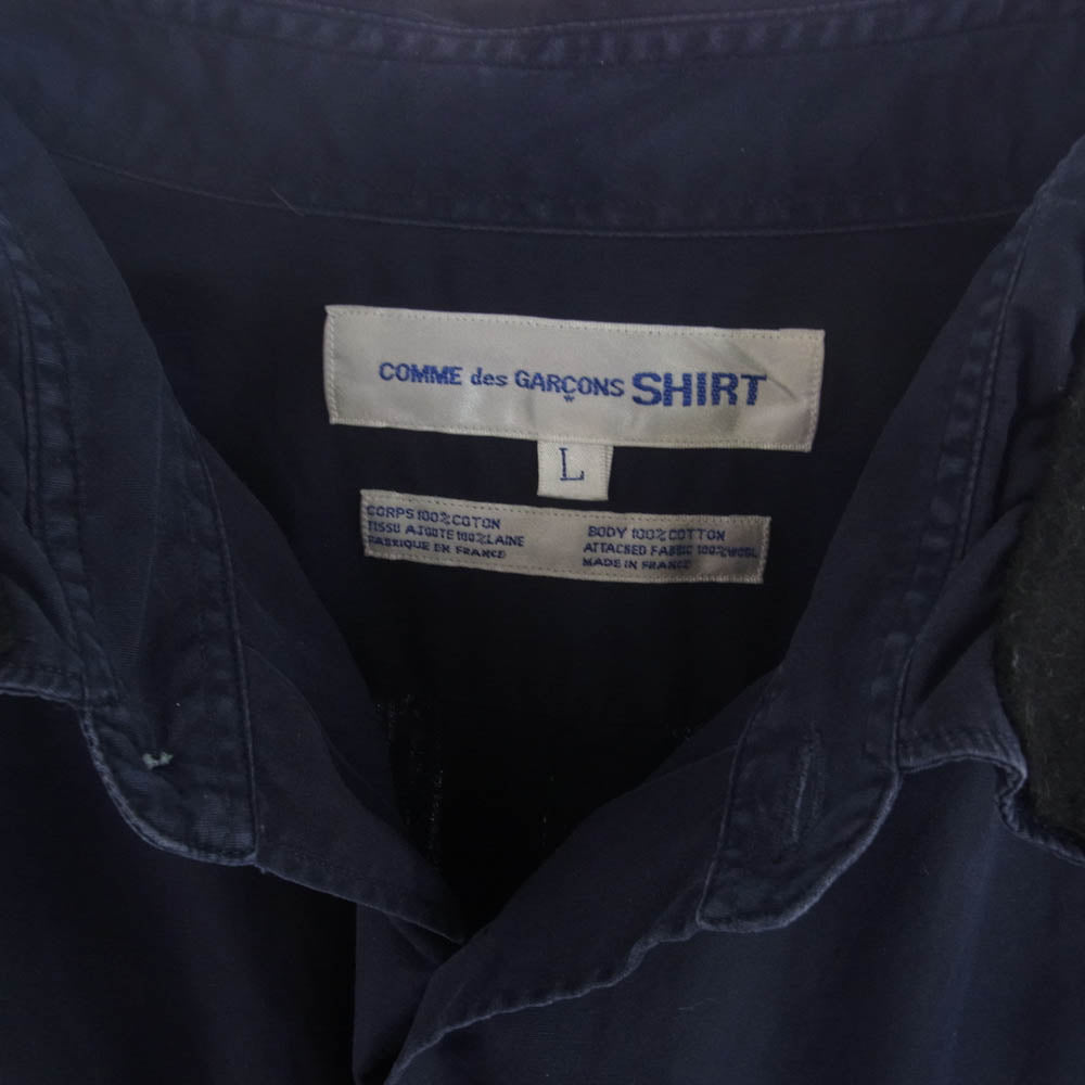 COMME des GARCONS コムデギャルソン SHIRT シャツ コットンブロード 長袖 シャツ ネイビー系 ブルー系 L【中古】